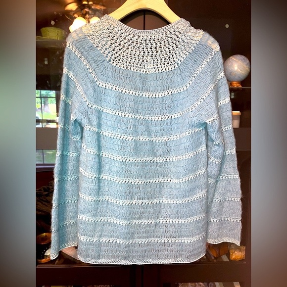 DKNY Mohair Vintage Y2K Baby Blue Open-Knit Cardigan Size S NWT - Picture 6 of 9